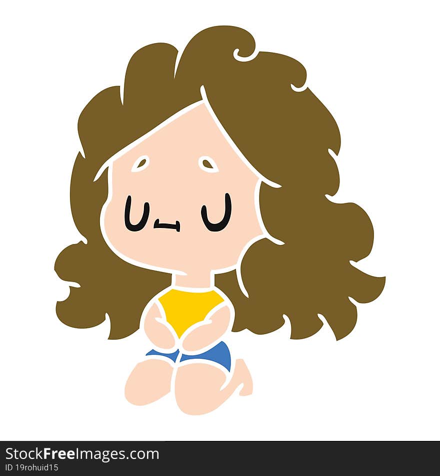 cartoon illustration of a cute kawaii girl. cartoon illustration of a cute kawaii girl