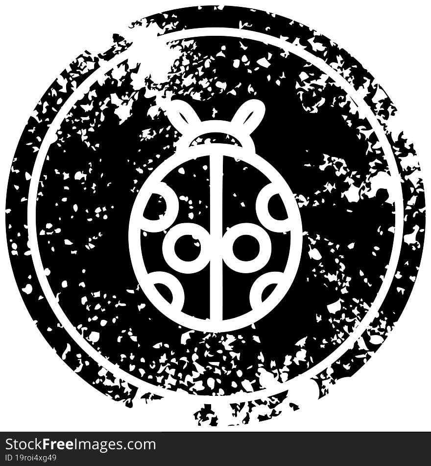 cute ladybug distressed icon symbol