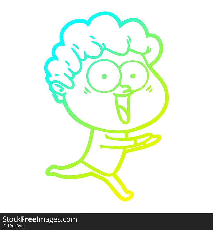 Cold Gradient Line Drawing Excited Man Cartoon