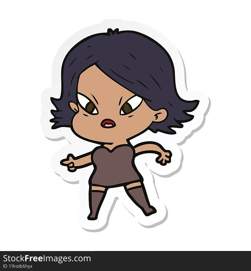 sticker of a cartoon stressed woman