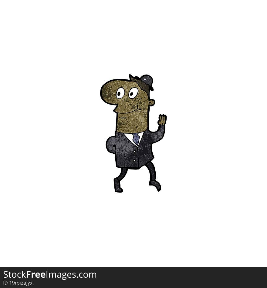 Cartoon Waving Businessman