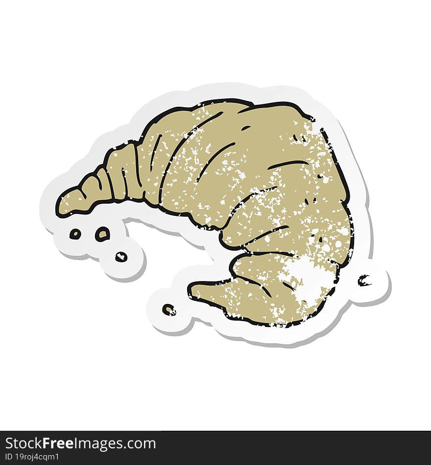 retro distressed sticker of a cartoon croissant