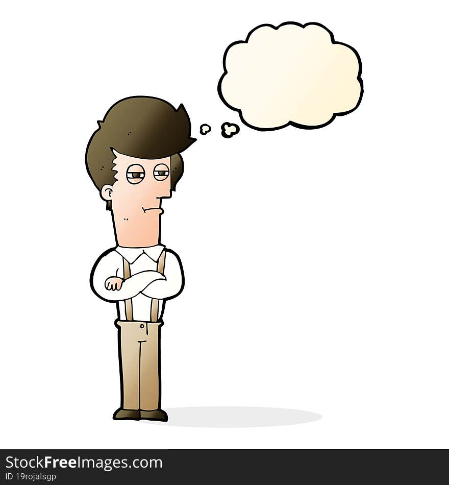 Cartoon Annoyed Man With Thought Bubble