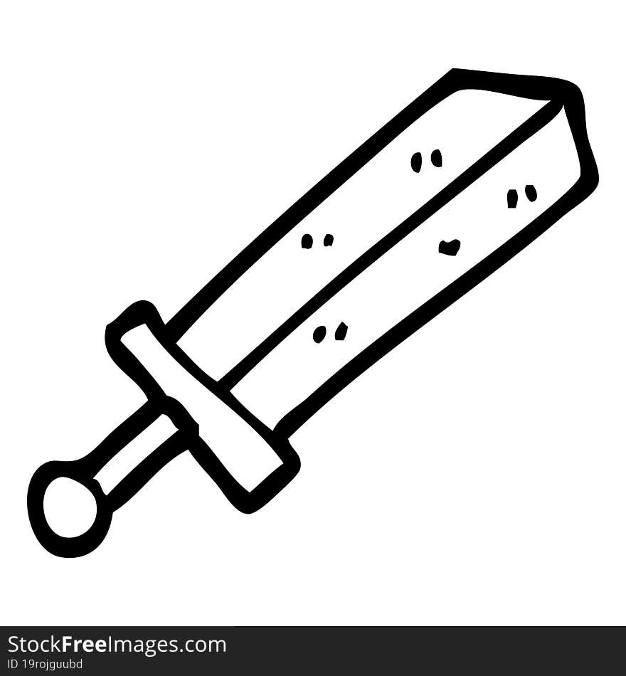 black and white cartoon sword