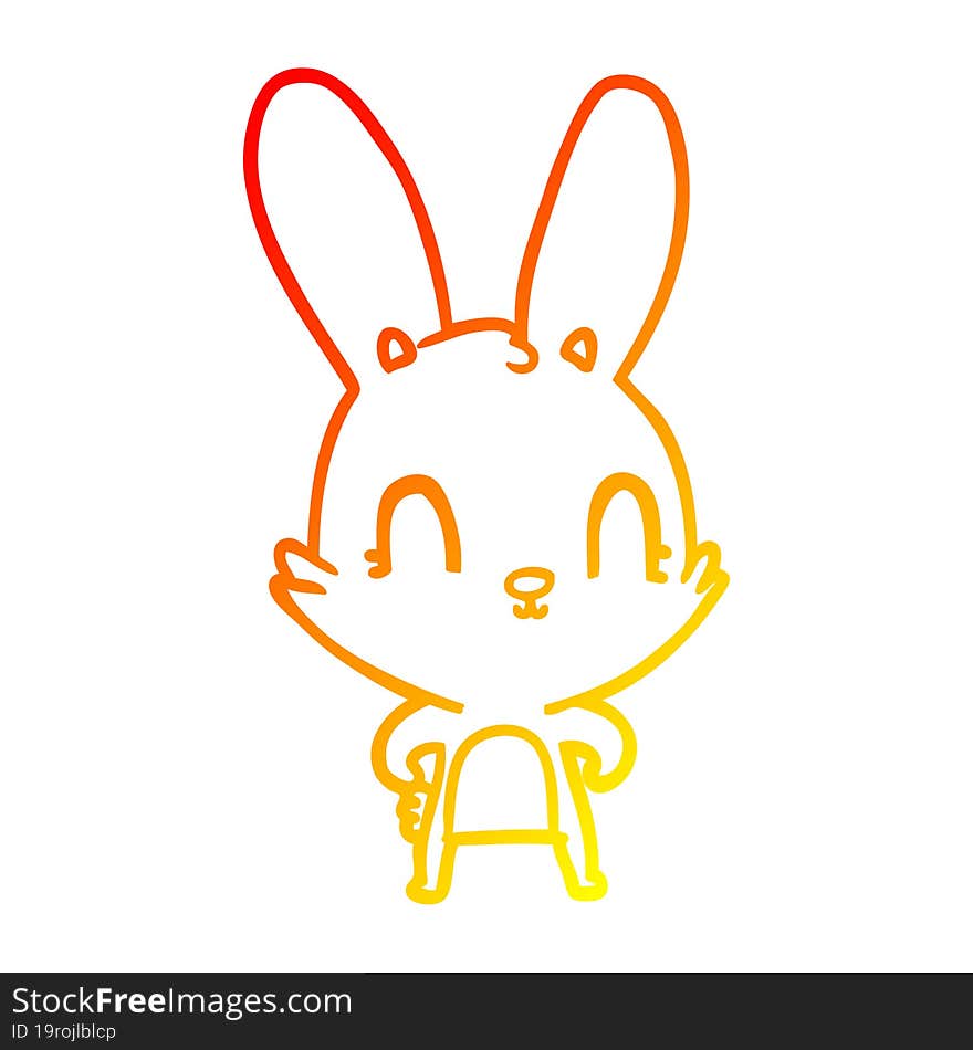 Warm Gradient Line Drawing Cute Cartoon Rabbit