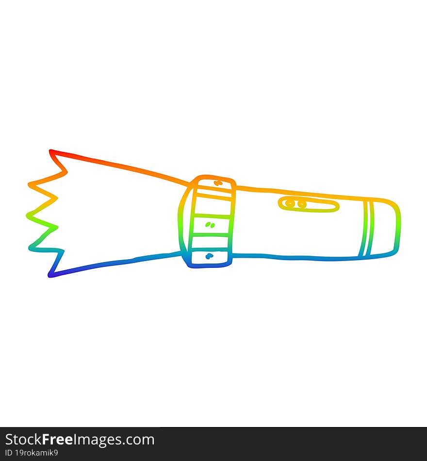 rainbow gradient line drawing of a cartoon torch