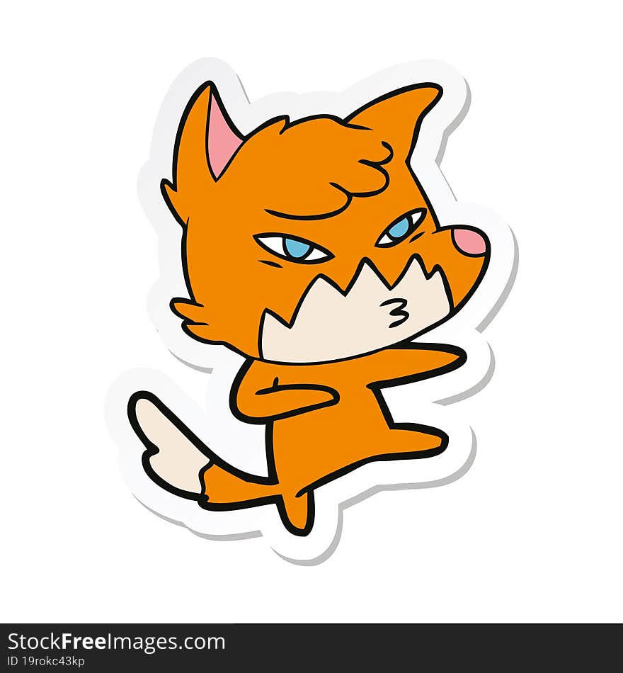 Sticker Of A Clever Cartoon Fox