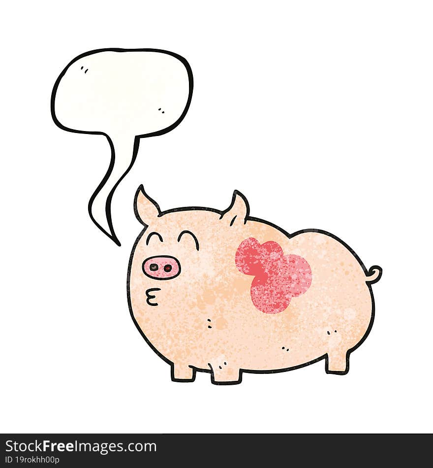 Speech Bubble Textured Cartoon Pig