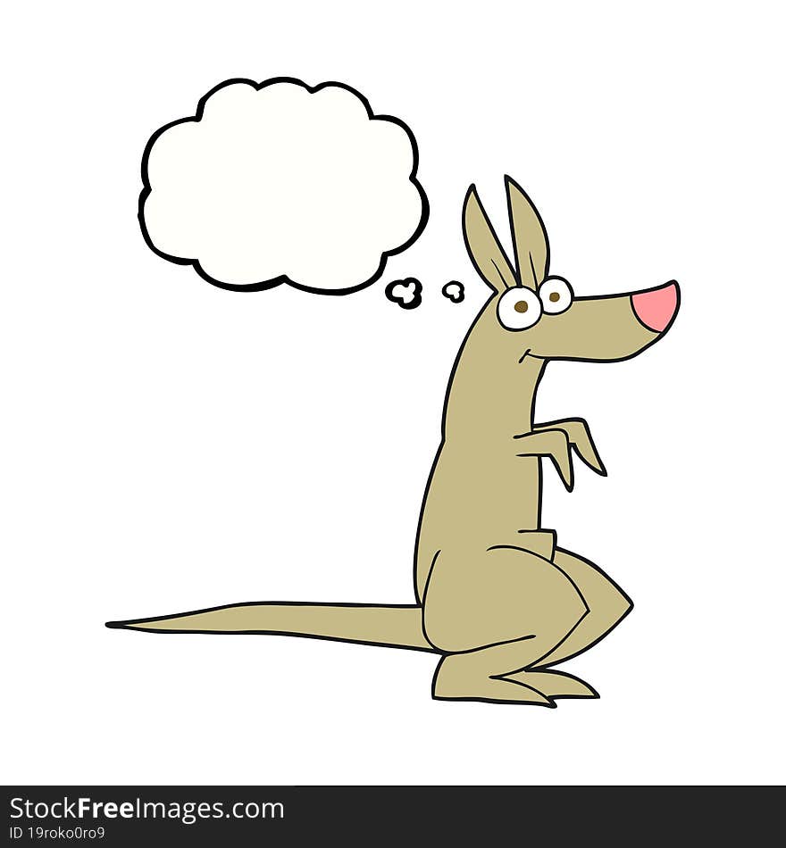 freehand drawn thought bubble cartoon kangaroo