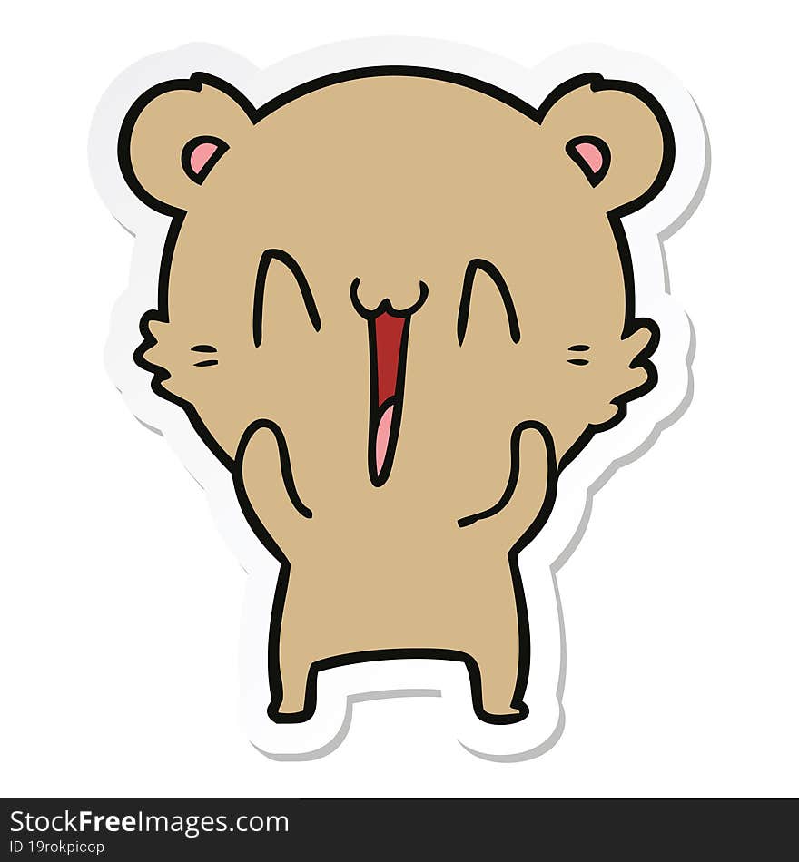 sticker of a happy bear cartoon