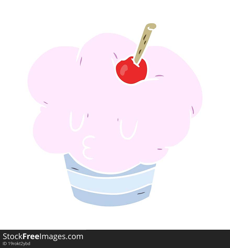 funny flat color style cartoon cupcake