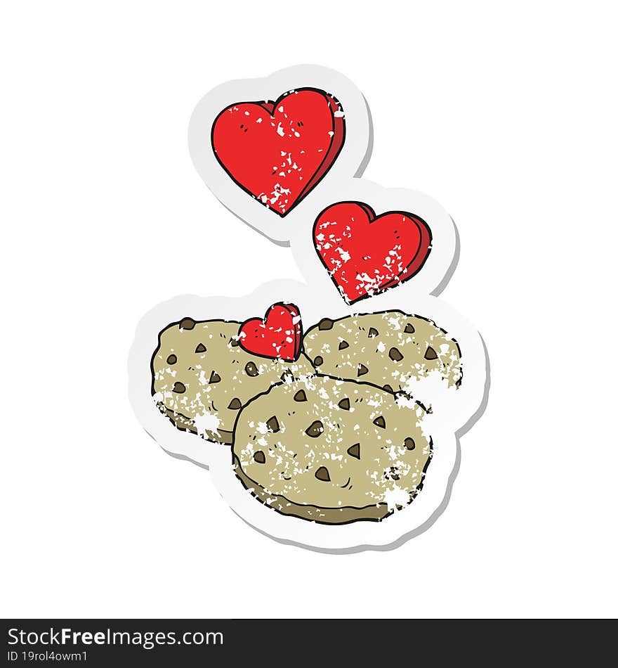 retro distressed sticker of a cartoon cookies