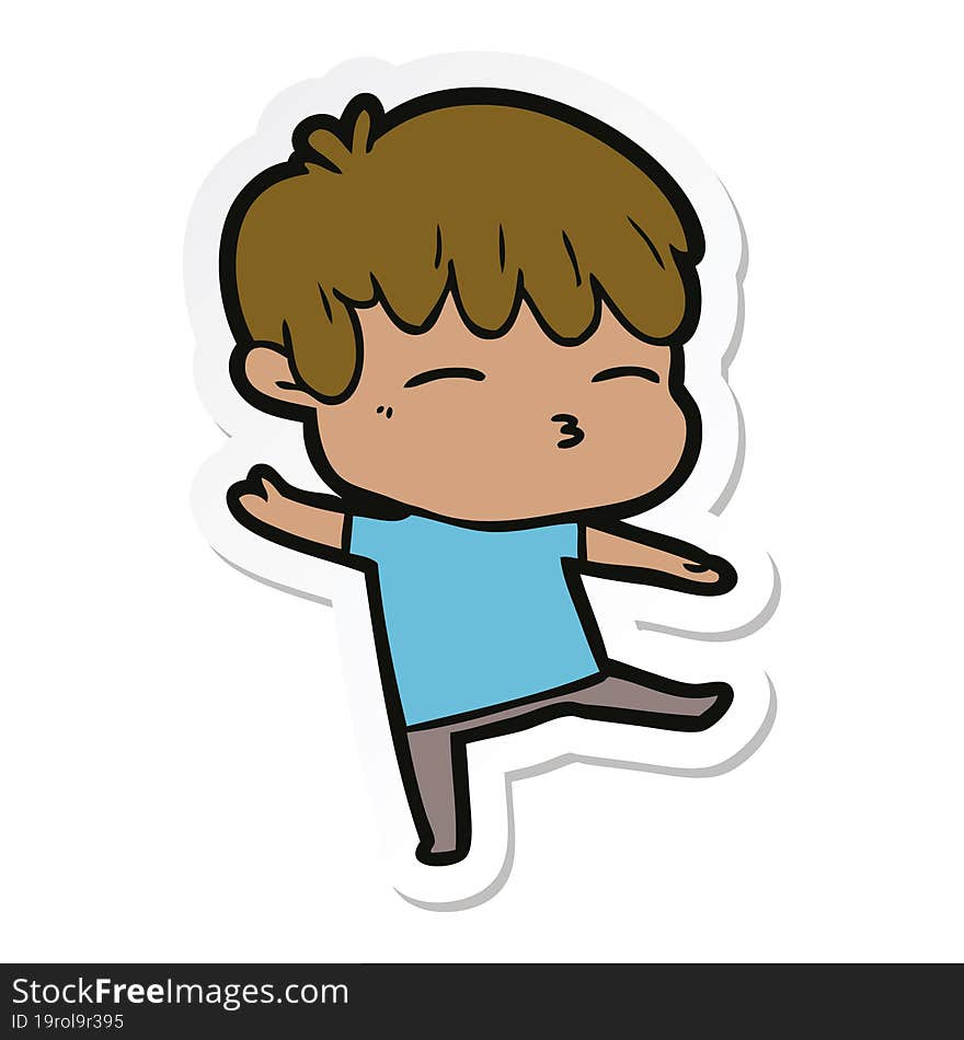 sticker of a cartoon curious boy