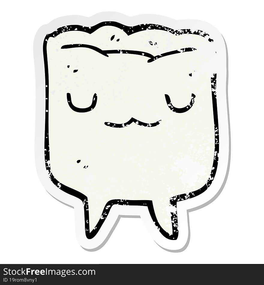 Distressed Sticker Of A Cartoon Tooth