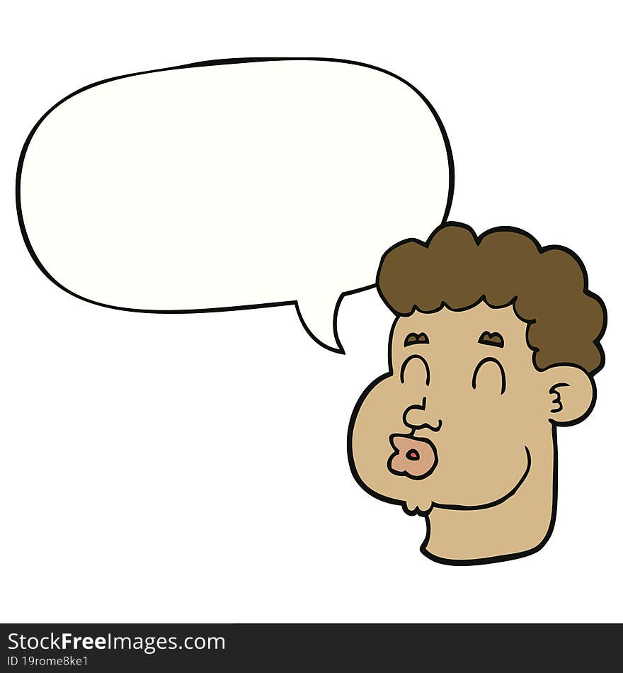 Cartoon Male Face And Speech Bubble