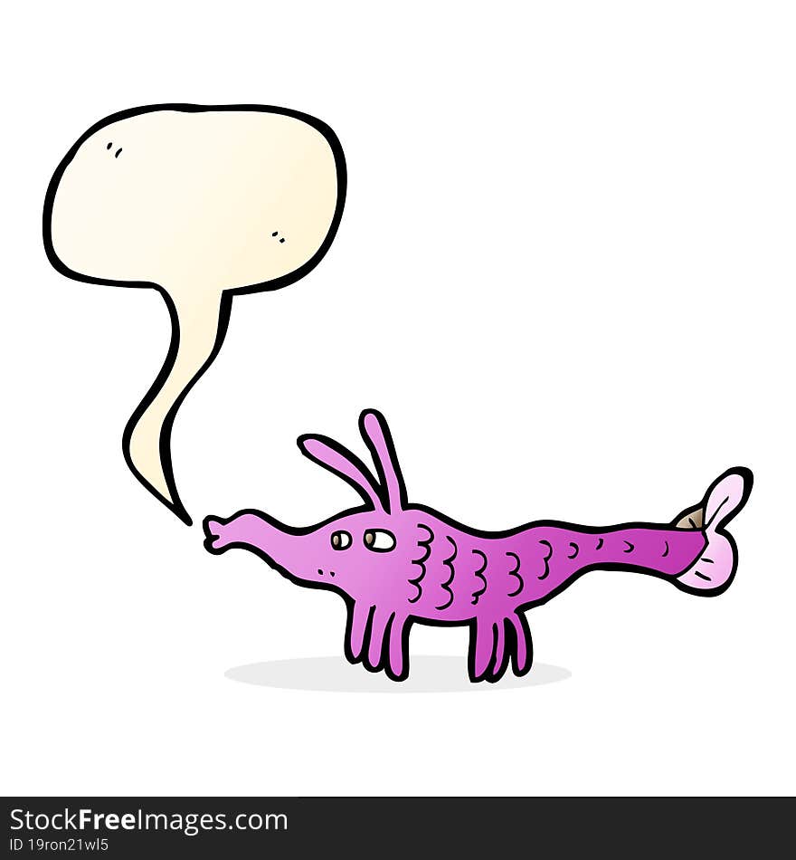 cartoon shrimp with speech bubble