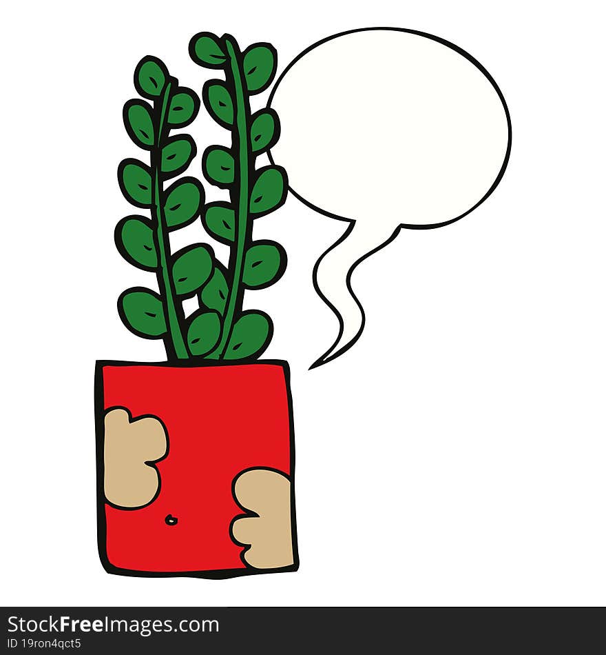 cartoon plant and speech bubble