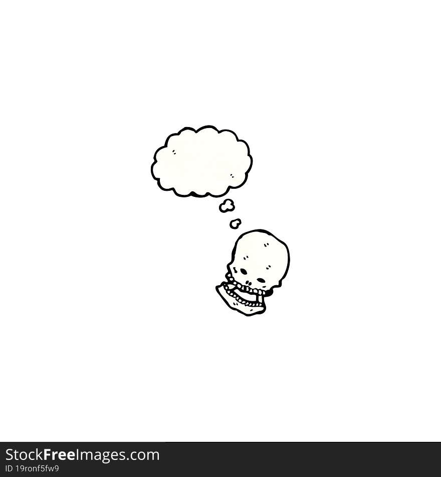 cartoon skull with thought bubble