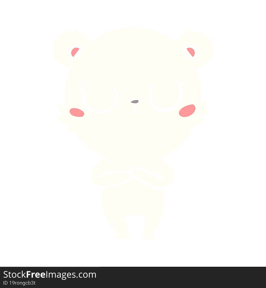 peaceful flat color style cartoon polar bear