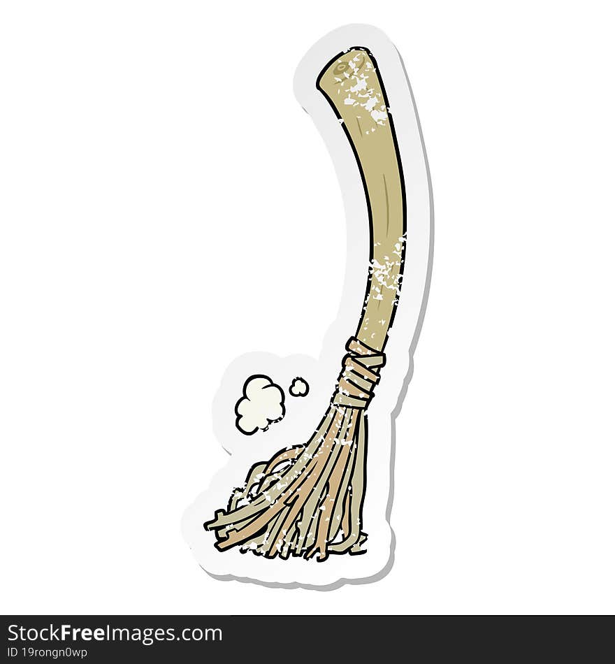 Distressed Sticker Of A Cartoon Magic Broom