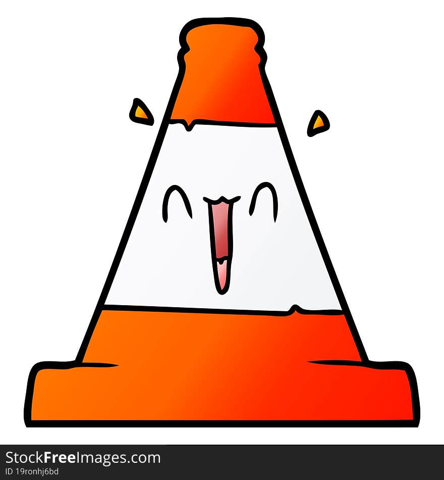 cartoon road traffic cone. cartoon road traffic cone