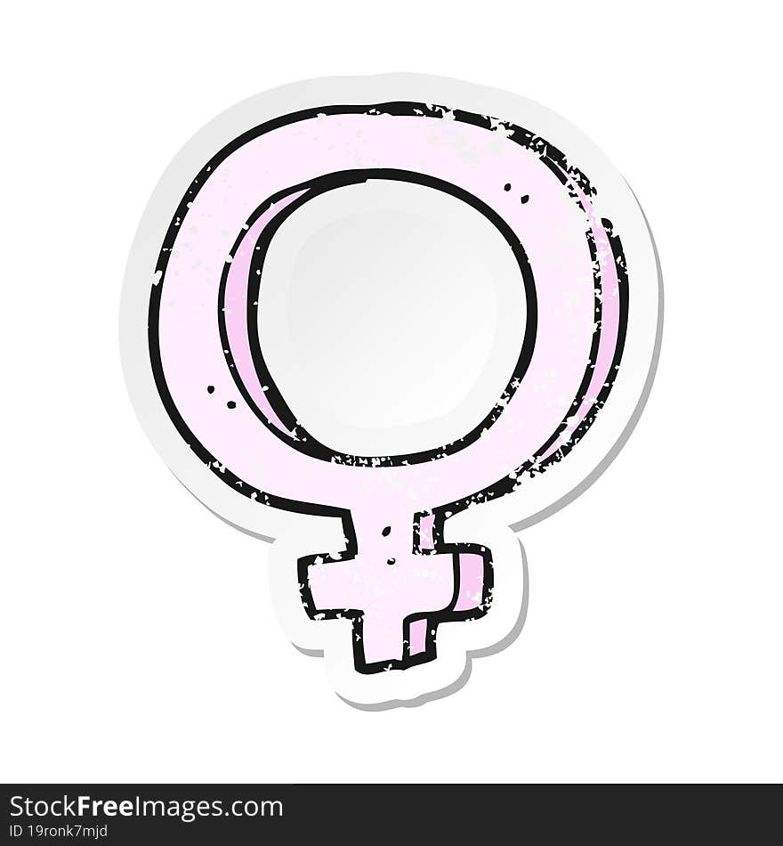 retro distressed sticker of a cartoon female symbol