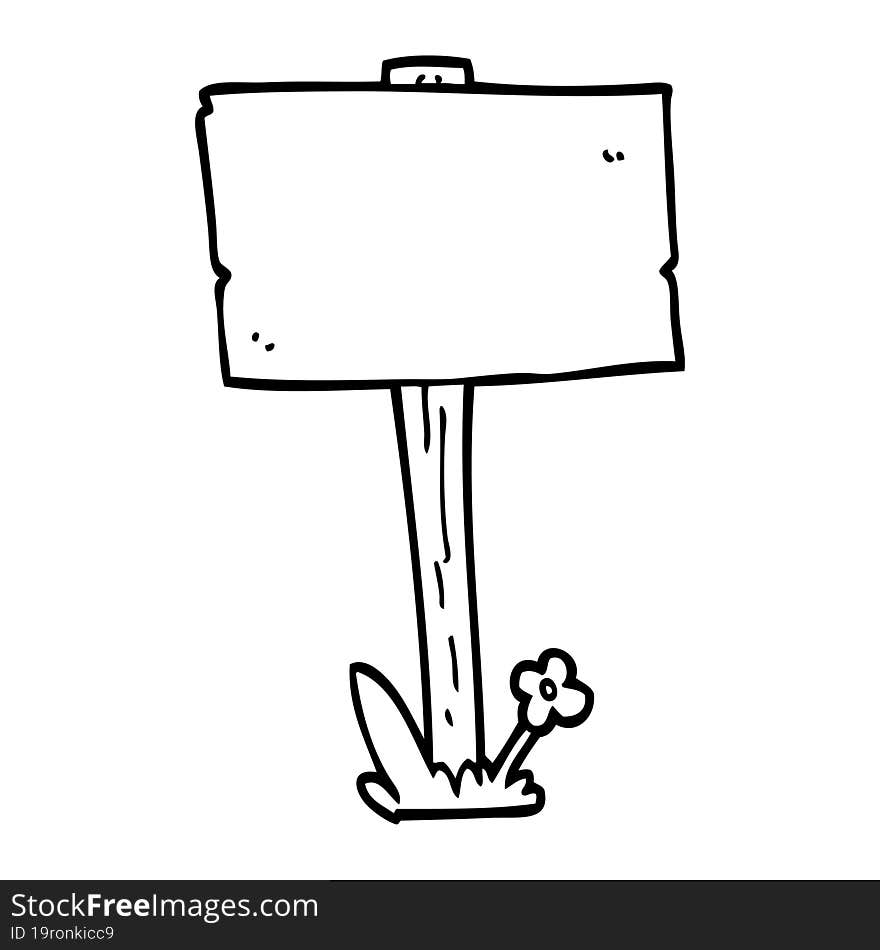 line drawing cartoon sign post