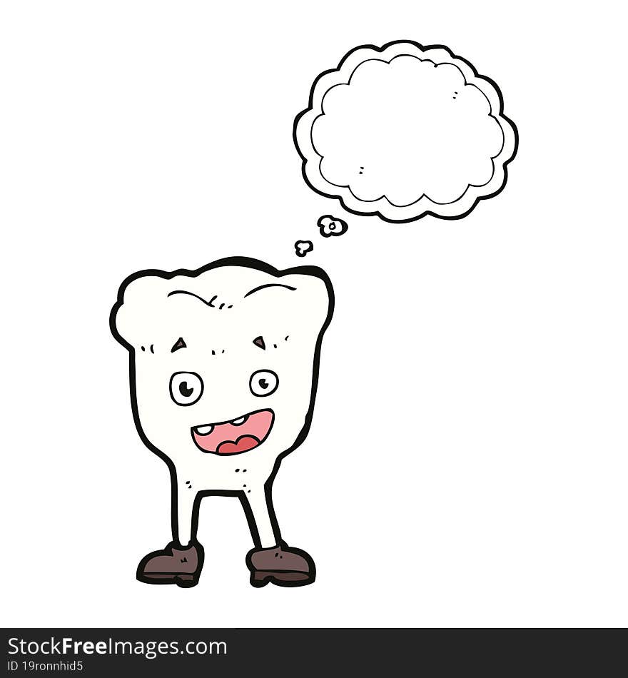 cartoon tooth with thought bubble