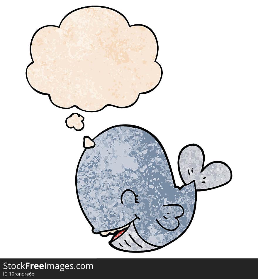 cartoon whale and thought bubble in grunge texture pattern style