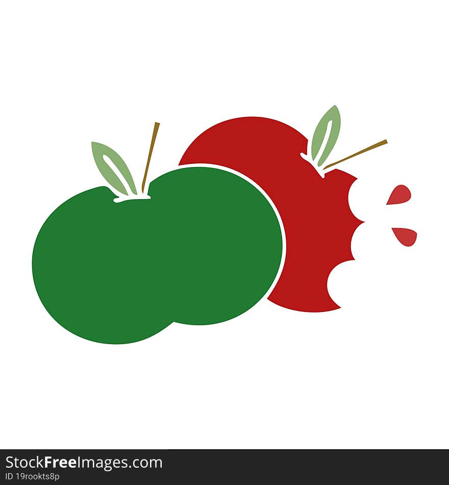 flat color retro cartoon juicy apple