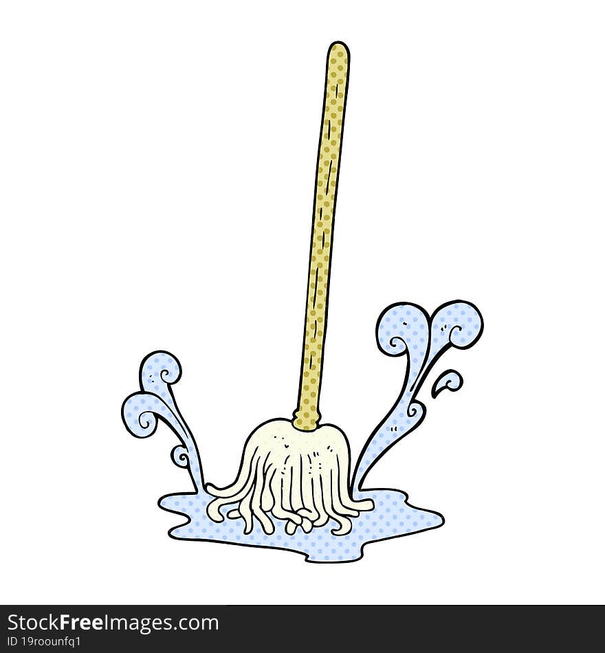 freehand drawn cartoon mop