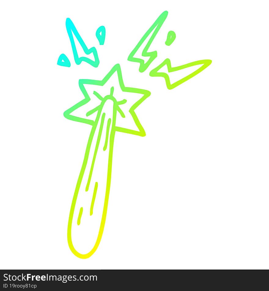 cold gradient line drawing of a cartoon magic wand