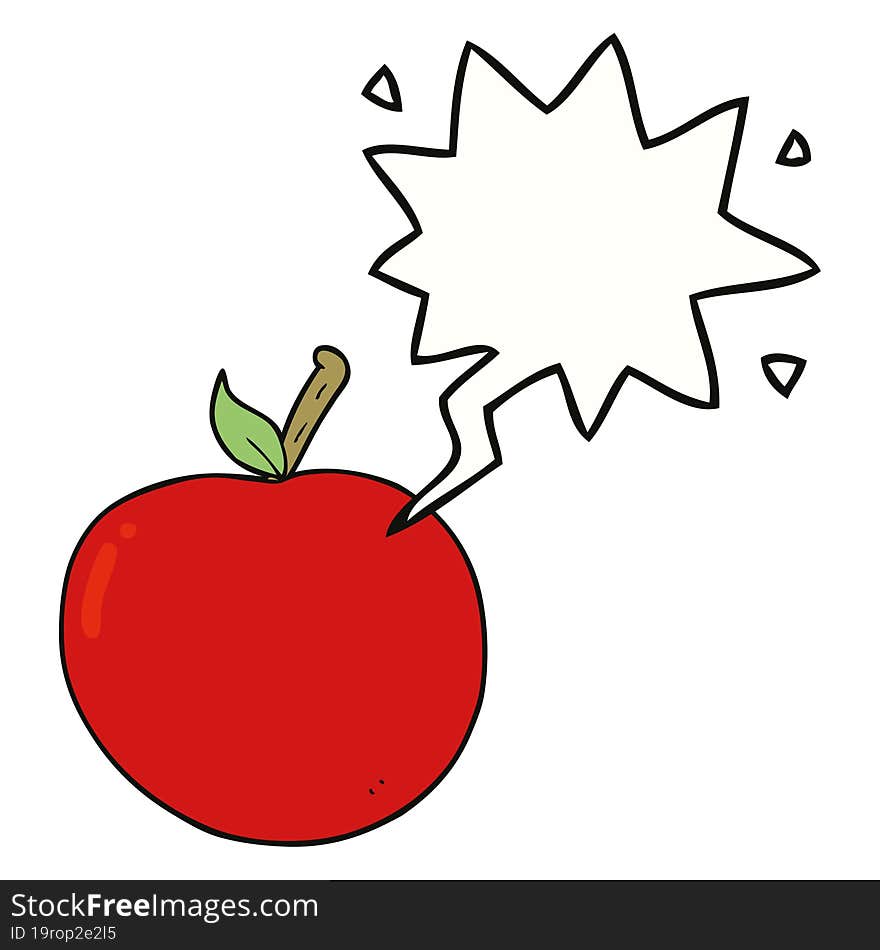 Cartoon Apple And Speech Bubble