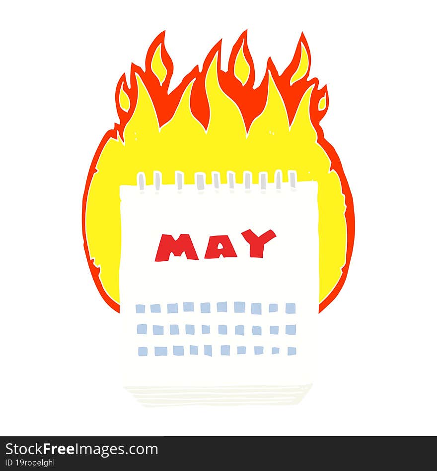 flat color illustration of a cartoon calendar showing month of may