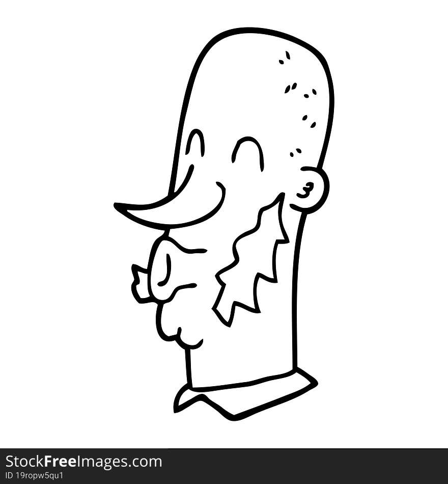 line drawing cartoon man with muttonchop facial hair