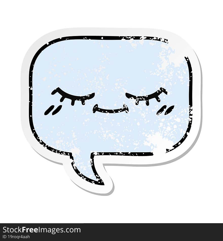 distressed sticker of a cute cartoon speech bubble