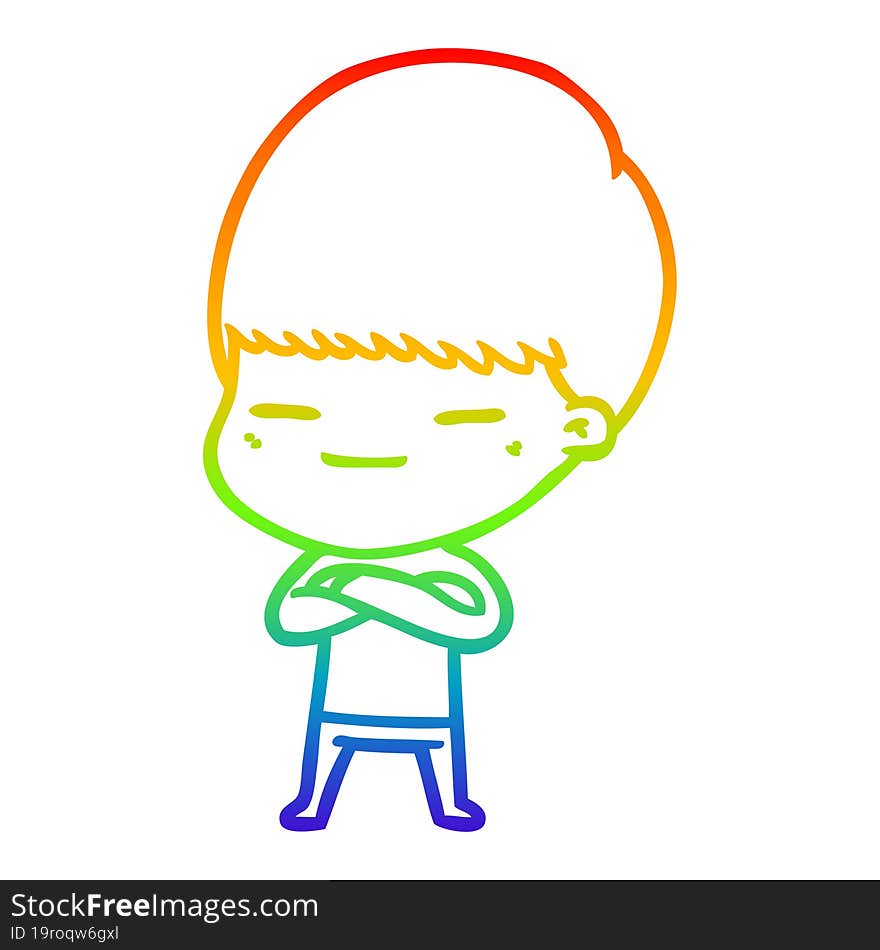 rainbow gradient line drawing cartoon smug boy