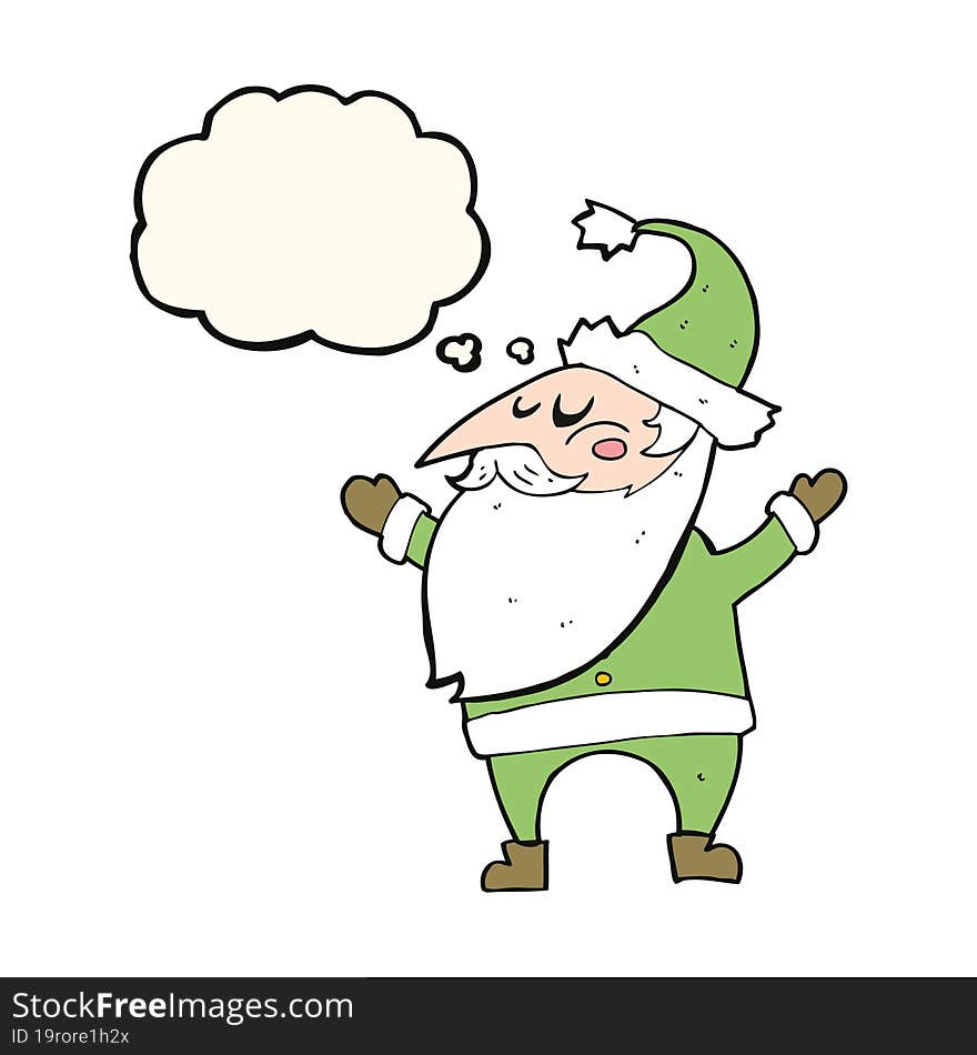 cartoon santa claus with thought bubble