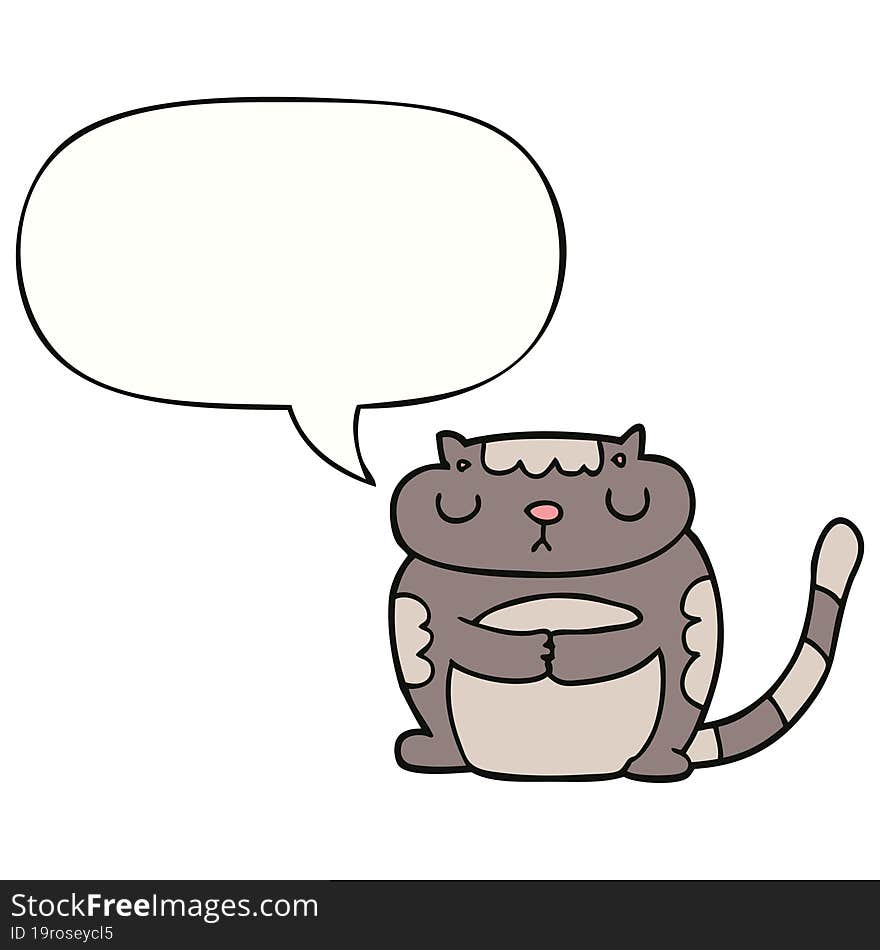 Cute Cartoon Cat And Speech Bubble