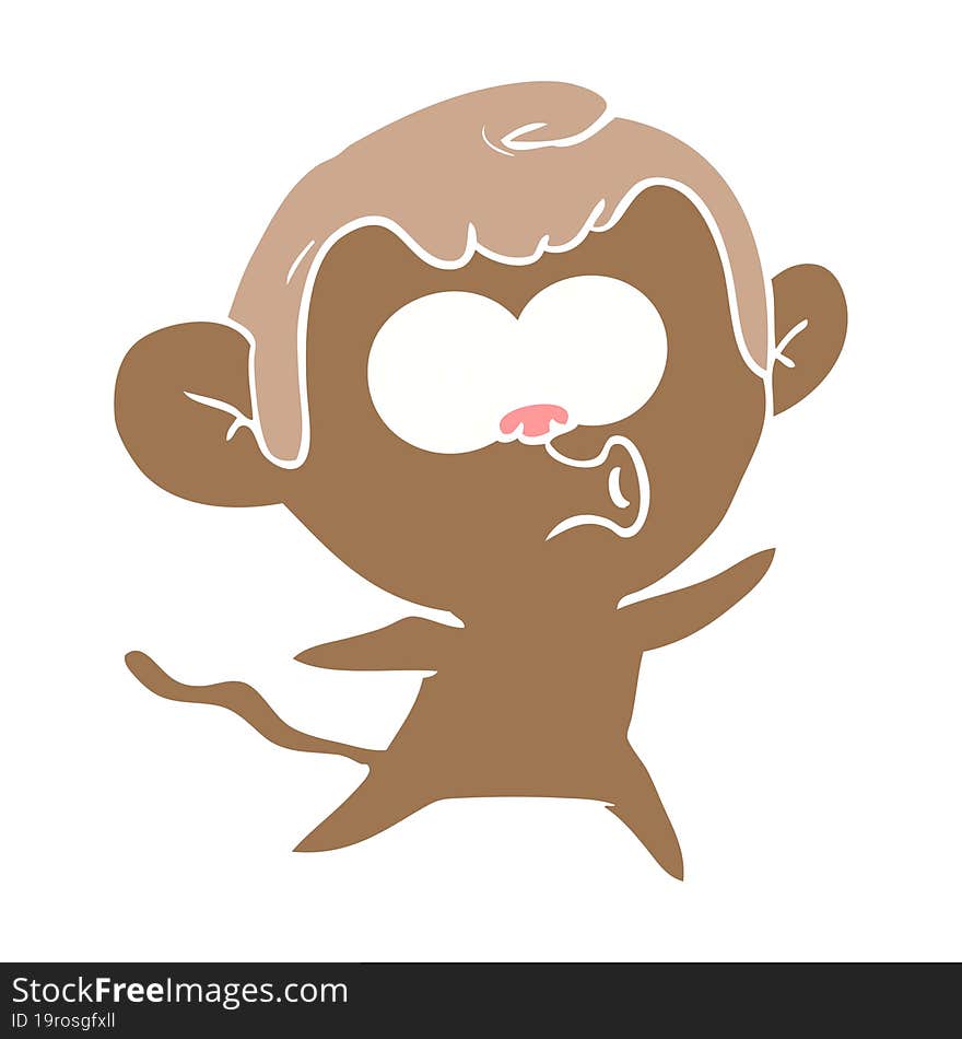 flat color style cartoon surprised monkey