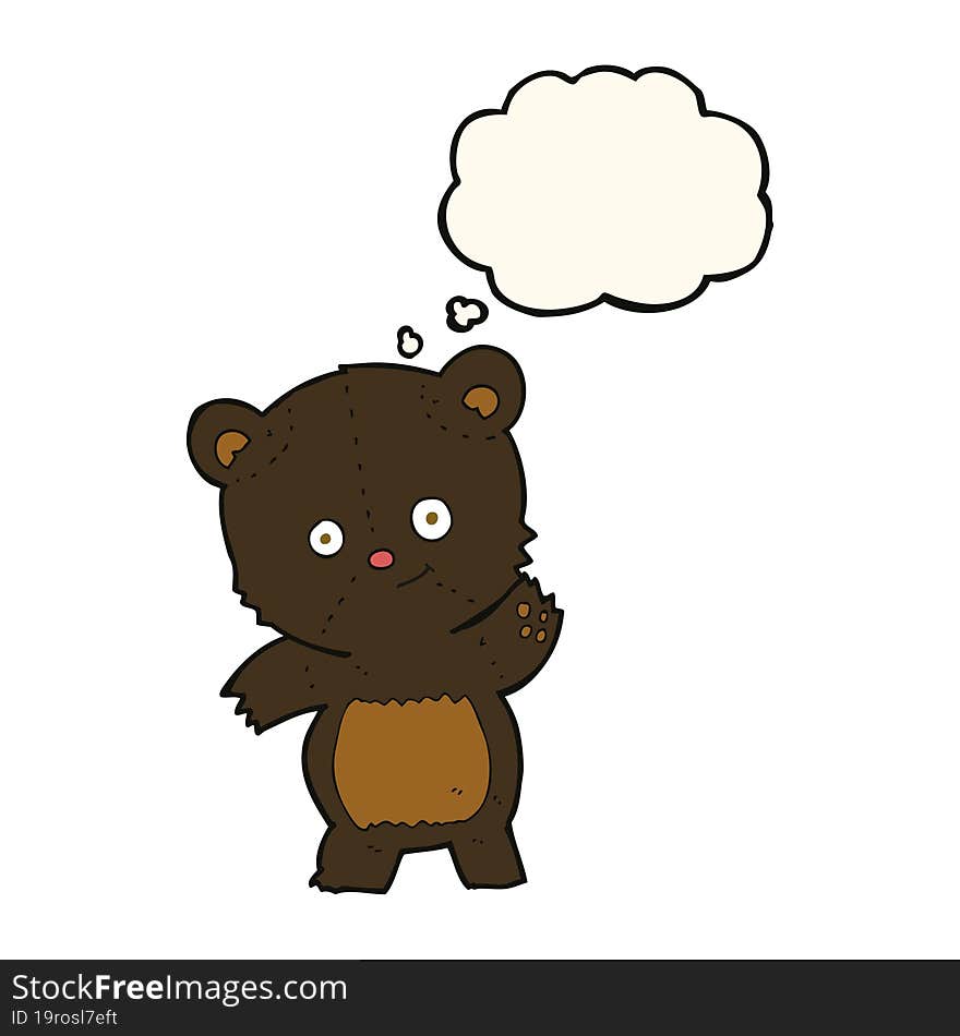 Cute Black Bear Cartoon With Thought Bubble