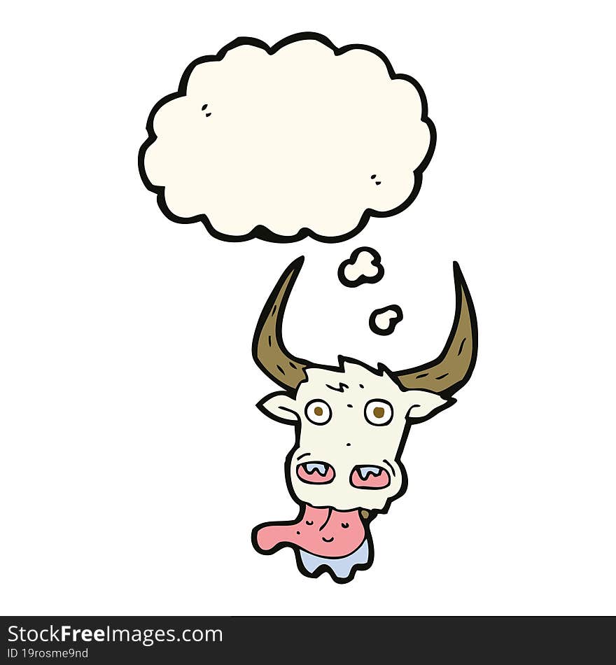 Cartoon Cow Face With Thought Bubble