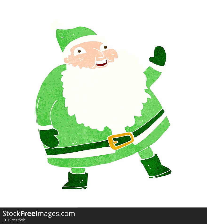 Funny Waving Santa Claus Cartoon