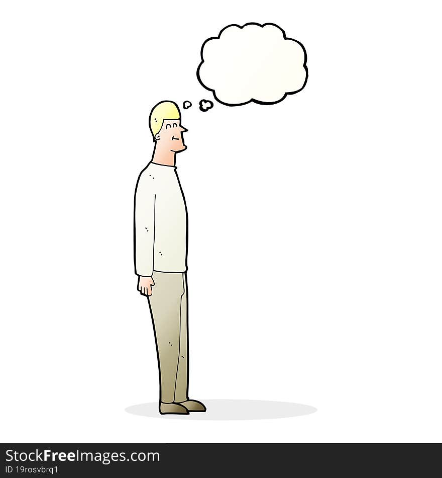 cartoon tall man with thought bubble