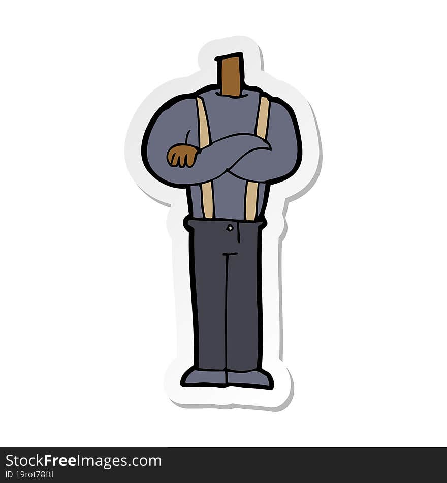 sticker of a cartoon body with folded arms