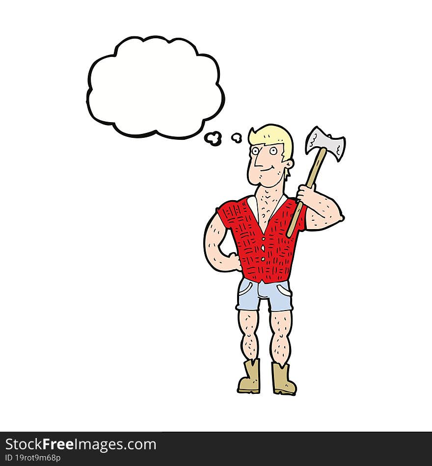 Cartoon Lumberjack With Thought Bubble