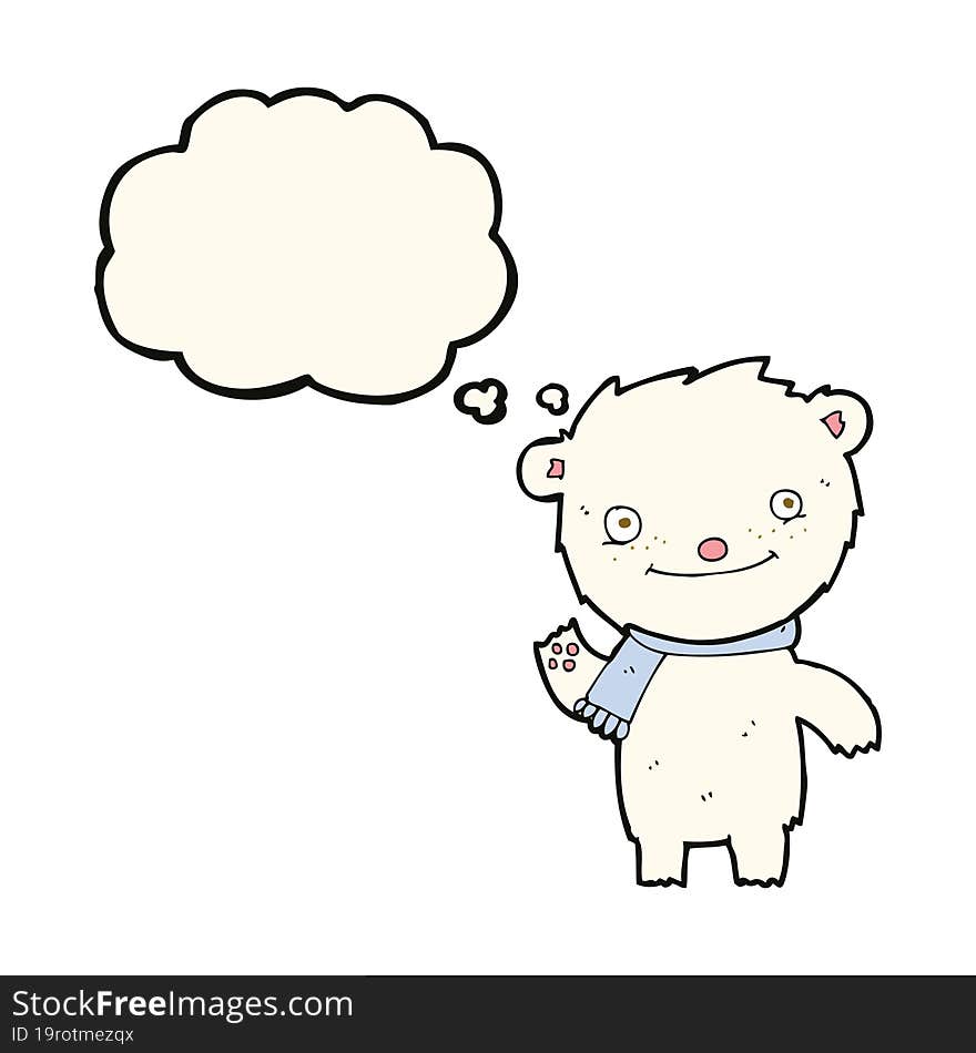 cartoon cute polar bear with thought bubble