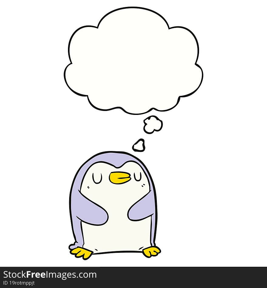 cartoon penguin with thought bubble. cartoon penguin with thought bubble