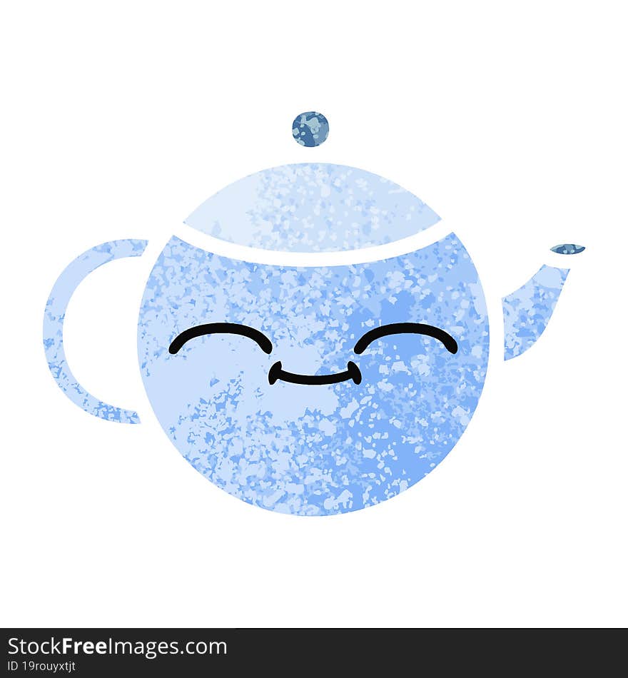 retro illustration style cartoon of a happy teapot