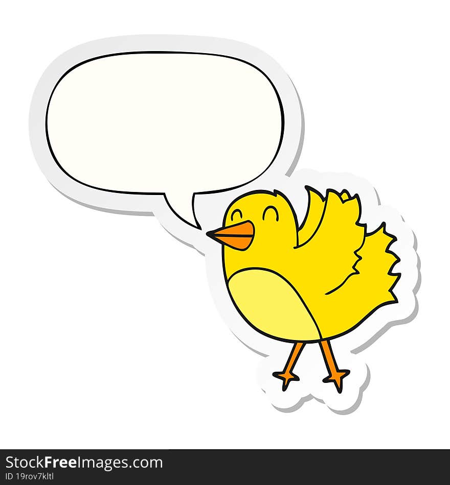 cartoon bird with speech bubble sticker. cartoon bird with speech bubble sticker